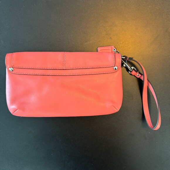 COACH - Kristin Smooth Coal Leather Wristlet Clutch Purse - Picture 4 of 8